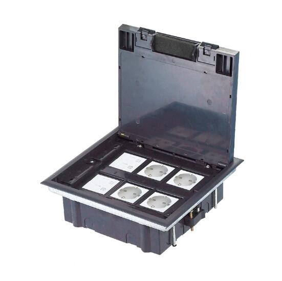Enhancing Connectivity and Aesthetics with the 12 Module Capacity Socket Box-Black Cover Plastic Floor Socket